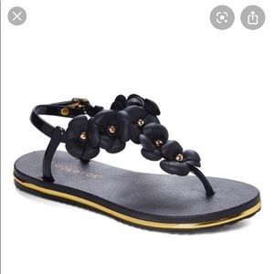 Black floral sandals